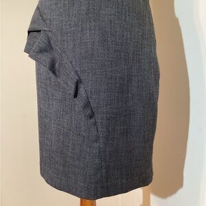 The Limited🆕Jodi Arnold pencil Skirt, asymmetrical ruffle, kick pleat, lined, 6